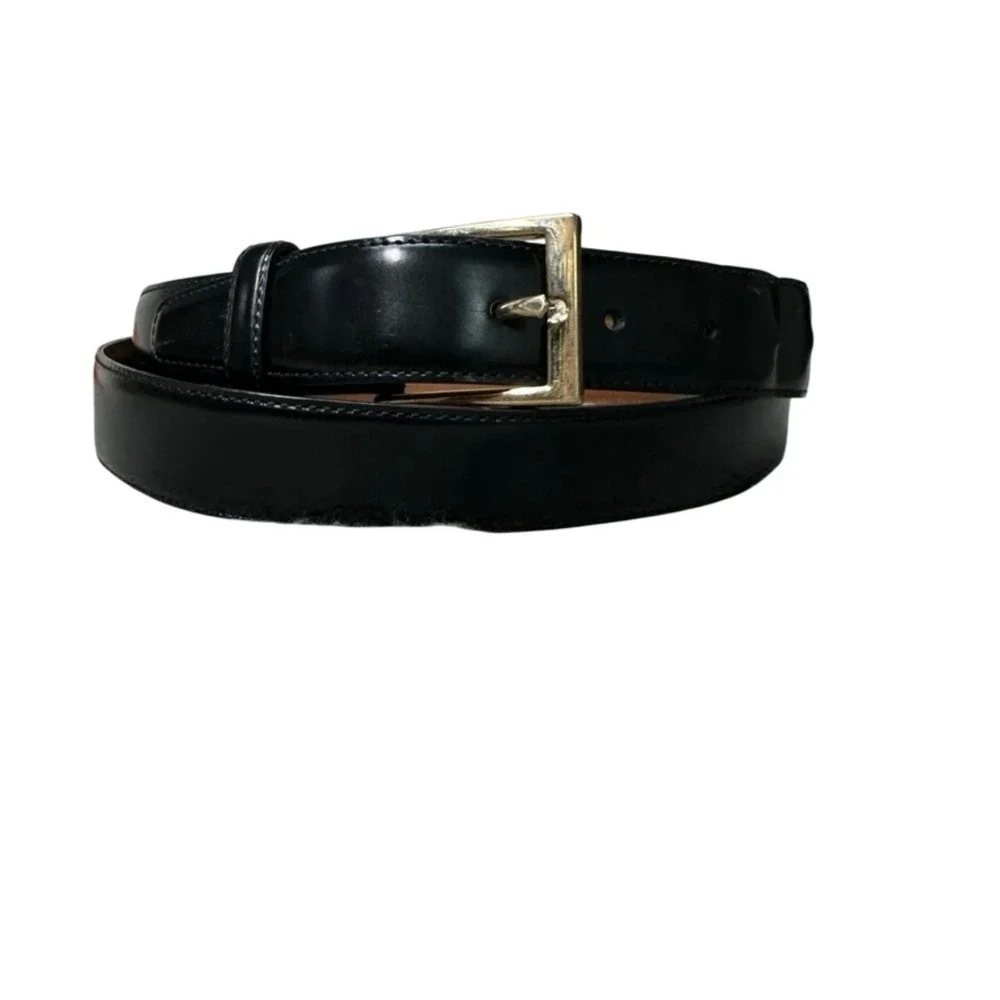 Brooks Brothers Mens Black Leather Dress Belt Gold Buckle Made in Italy Size 40